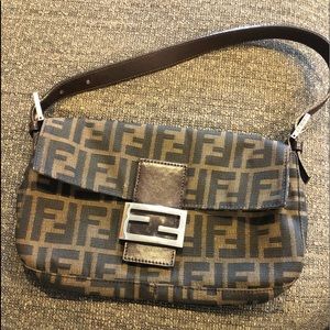 Authentic FENDI Brown Monogram Zucca Baguette